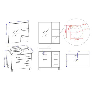 Plan meubles salle de bain MILAN Scandinave