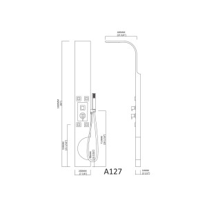 Dimensions colonne d'hydromassage A127