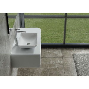 Plan de toilette SDVP6L avec vasque à poser carrée en solid surface