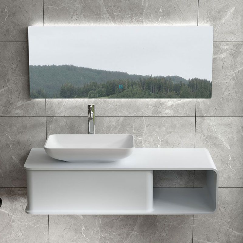 Plan de toilette avec vasque rectangulaire en solid surface SDVP7L