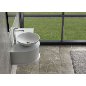 Plan de toilette vague avec vasque ronde en solid surface SDVP7L