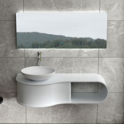 Plan de toilette vague avec vasque ronde en solid surface SDVP9L