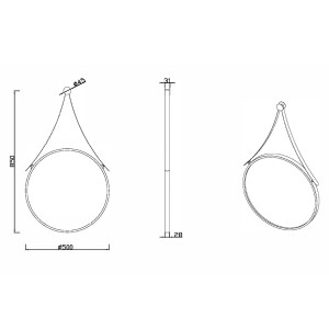 Dimensions du miroir salle de bain rond SDVM5050