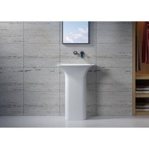 Vasque totem carrée sur pied en solid surface SDV26