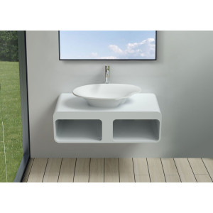 Plan de toilette suspendu avec vasque palette en solid surface SDK52 + vasque V45-N