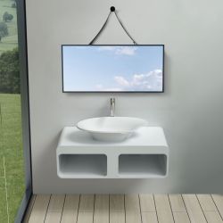 Plan de toilette suspendu avec vasque palette en solid surface SDK52 + vasque V45-N