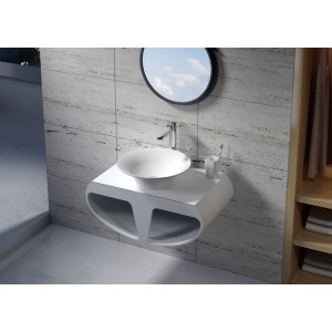 Plan de toilette avec vasque ronde en solid surface SDK55 + SDV32