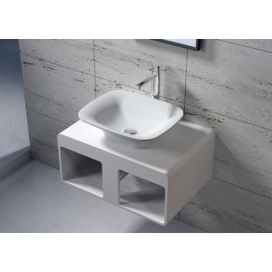 Plan de toilette avec vasque rectangulaire en solid surface SDK54 + SDV33