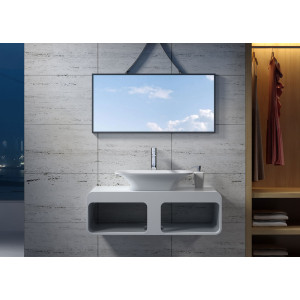 Plan de toilette avec vasque rectangulaire en solid surface SDK52 + SDV36