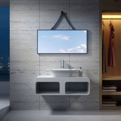 Plan de toilette avec vasque rectangulaire en solid surface SDK52 + SDV36