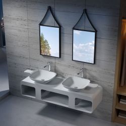 Plan de toilette double avec vasques en solid surface SDK53 + SDV13