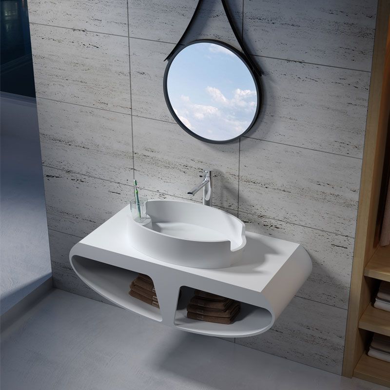 Plan de toilette en demi-lune avec vasque ovale design SDK51 + SDV70
