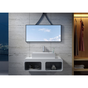 Plan de toilette avec vasque rectangulaire en solid surface SDK52 + SDV71