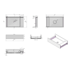Plan de la vasque rectangulaire en solid surface SDV71