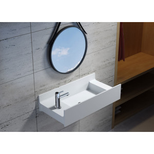 Vasque suspendue en solid surface SDV67L version gauche