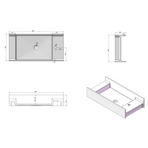 Plan de la vasque SDV67R version droite