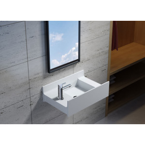 Vasque suspendue en solid surface SDV68L version gauche