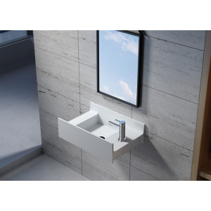 Vasque suspendue en solid surface SDV68R version Droite