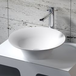 Vasque à poser ronde évasée en solid surface SDV32