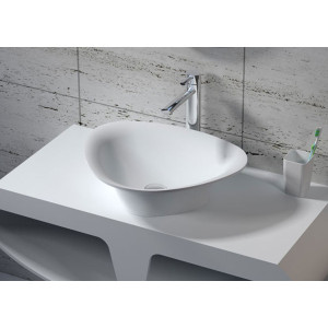 Vasque à poser triangulaire et évasée en solid surface SDV34