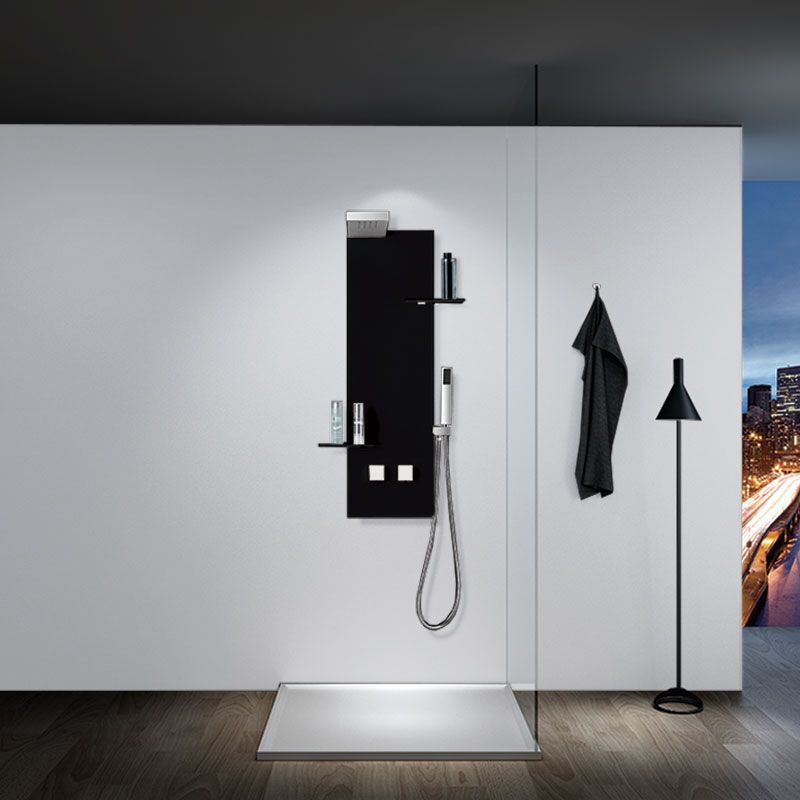Colonne de douche noire design avec dôme de pluie, colonne de douche noire  S050B - Salledebain Online