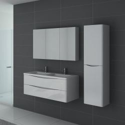 TREVISE Blanc est un meuble salle de bain double vasque suspendu