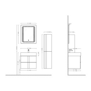 Dimensions Meuble salle de bain BOREAL 600