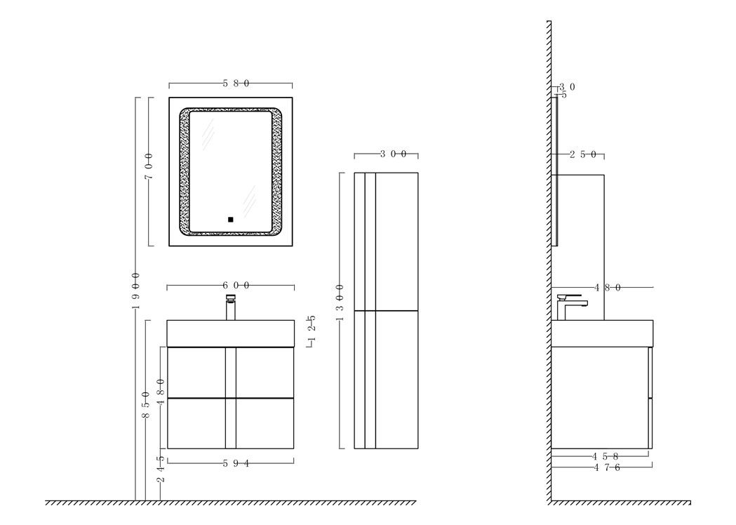 Meuble vasque pour petite salle de bain, meuble avec vasque 60 cm Boreal