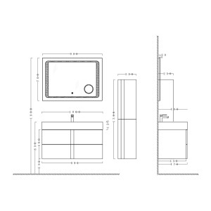 Dimensions Meuble salle de bain BOREAL 1000