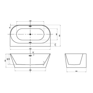 Dimensions Baignoire îlot Lazzio Grey