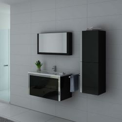 Ensemble de meubles noirs pour sanitaires simple vasque DIS025-900N