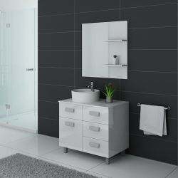 Meuble salle de bain simple vasque MILAN Blanc