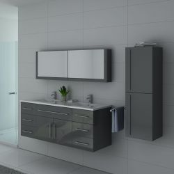 Meubles de salle de bain gris double vasque DIS749GT