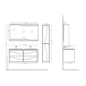 Plan Meuble salle de bain URBINO 1200 Scandinave et Bleu Saphir