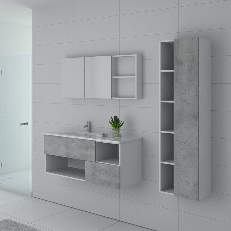 Ensemble simple vasque FARALDI 1200 Béton et Blanc