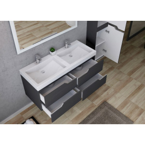 Rangements ensemble de salle de bain CALABRO 1200 Gris Anthracite