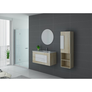 Meuble vasque colonne et miroir CASTELLO 1000 Scandinave et Blanc Meuble vasque colonne et miroir CASTELLO 1000 Scandinave et Blanc