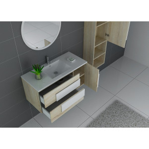 Meuble de salle de bain 1 vasque CASTELLO 1000 Scandinave et Blanc Meuble de salle de bain 1 vasque CASTELLO 1000 Scandinave et Blanc