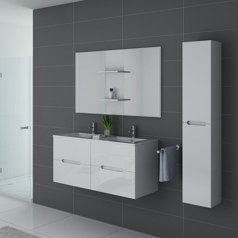 Ensemble salle de bain, meuble suspendu+colonne+vasque START blanc