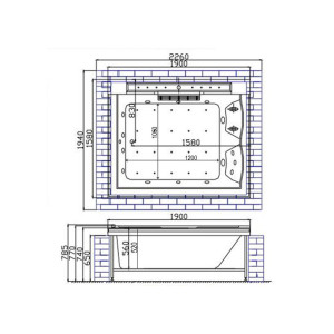 Plan baignoire balnéo rectangulaire encastrable Makatea-E