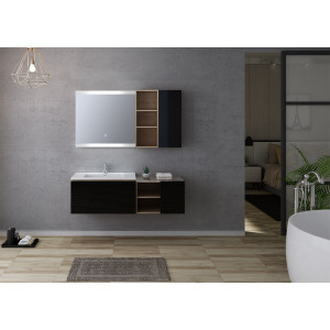 Meuble salle de bain 1 vasque suspendu ALASSIO 800 Noir