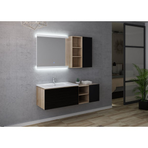 Meuble salle de bain simple vasque ALASSIO 800 Noir
