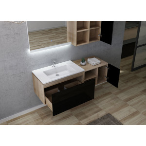 Ensemble ALASSIO 800 Noir et bois avec rangements