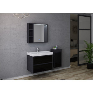 Meuble salle de bain finition verre noir BRIANZA 800