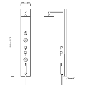 Mesures GS007 Colonne d'hydromassage Mesures GS007 Colonne d'hydromassage