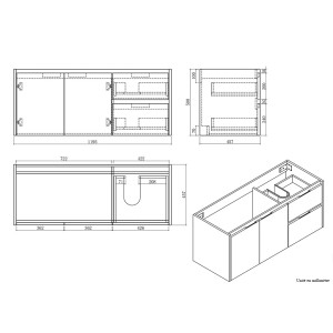 Plans et dimensions du meuble double vasque Plans et dimensions du meuble double vasque
