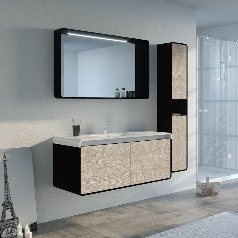 Meuble De Salle De Bain 120 Cm Simple Vasque Meuble De Salle De Bain 120 Cm Bois Et Noir Lumarzo