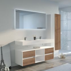 Ensemble de salle de bain double vasque scandinave et blanc Visenza 1400 SV-B