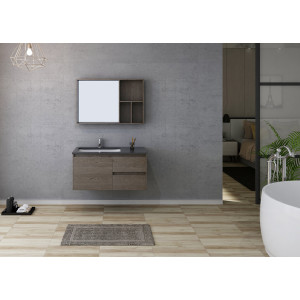Meuble salle de bain BERGAME 1000 Chêne Gris