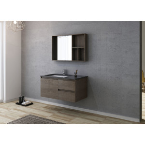 Meuble salle de bain BERGAME 1000 Chêne Gris